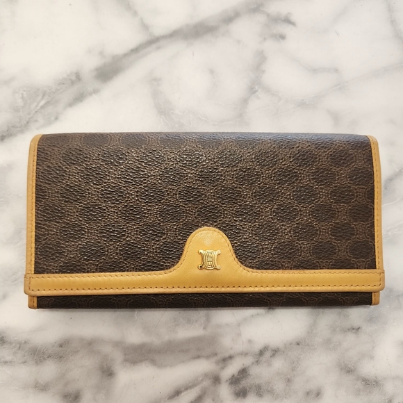 Authentic Vintage Celine Macadam Kisslock Long Bifold Wallet - Picture 1 of 10